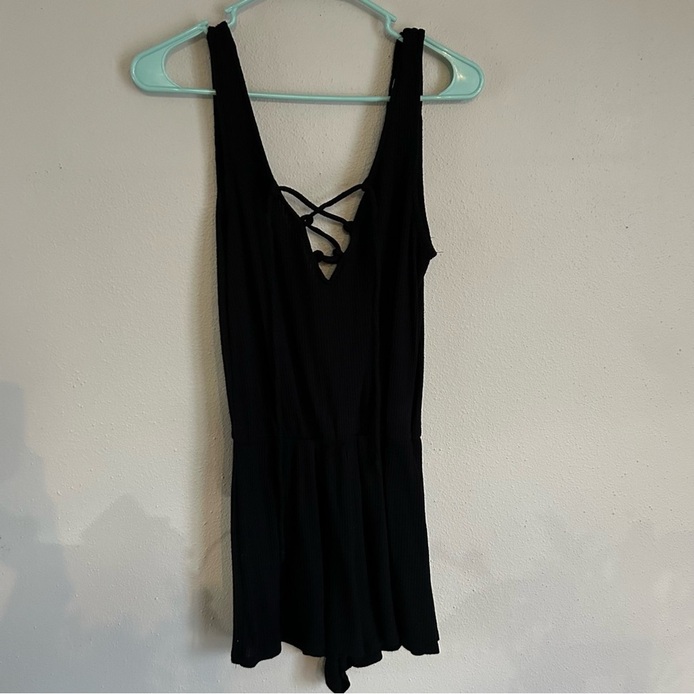 Black Ribbed Romper
